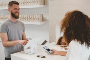 Customer buying in a store